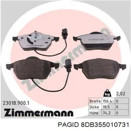 Купити 8DB355010731 HELLA-PAGID Колодки гальмівні передні, дискові