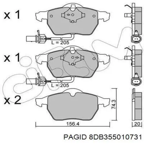 8DB355010731 HELLA-PAGID Передні гальмівні колодки