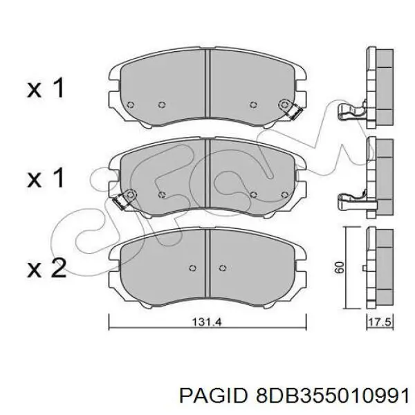 Купити 8DB355010991 HELLA-PAGID Колодки гальмівні передні, дискові