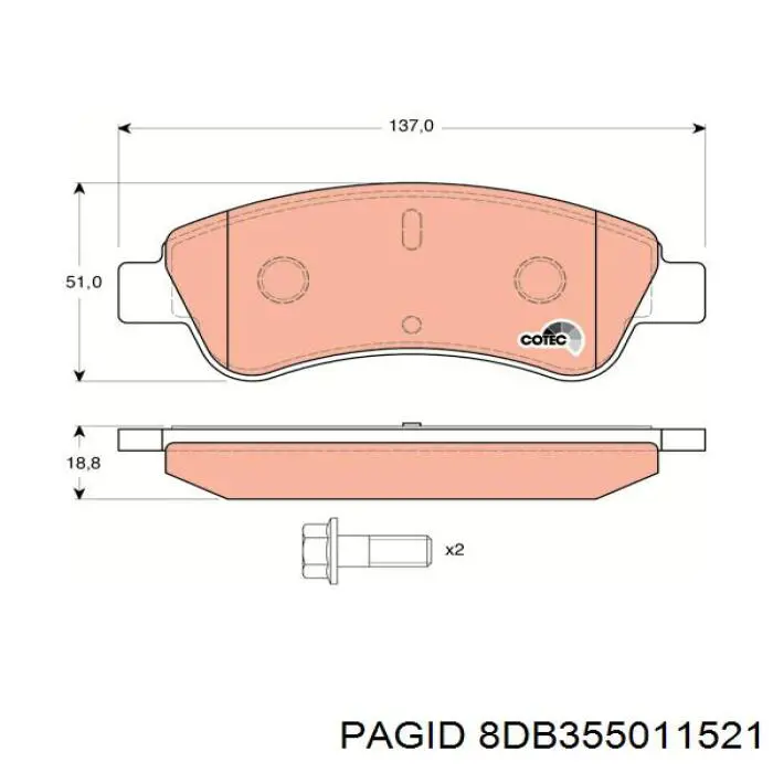 Купити 8DB355011521 HELLA-PAGID Колодки гальмівні передні, дискові