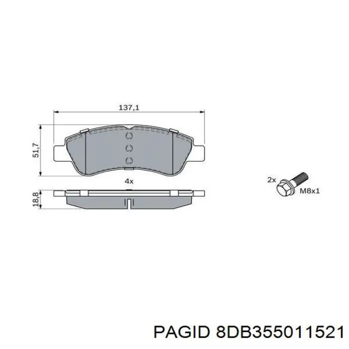 8DB355011521 HELLA-PAGID Передні гальмівні колодки