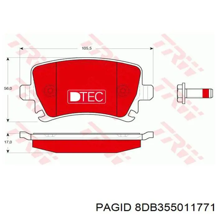 Купити 8DB355011771 HELLA-PAGID Задні колодки
