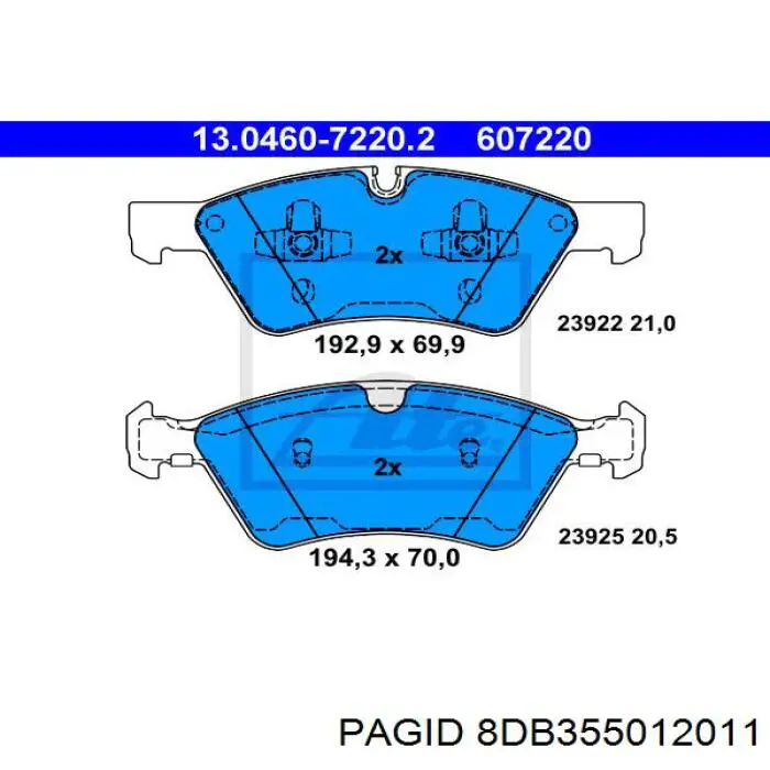 8DB355012011 HELLA-PAGID колодки гальмівні передні, дискові