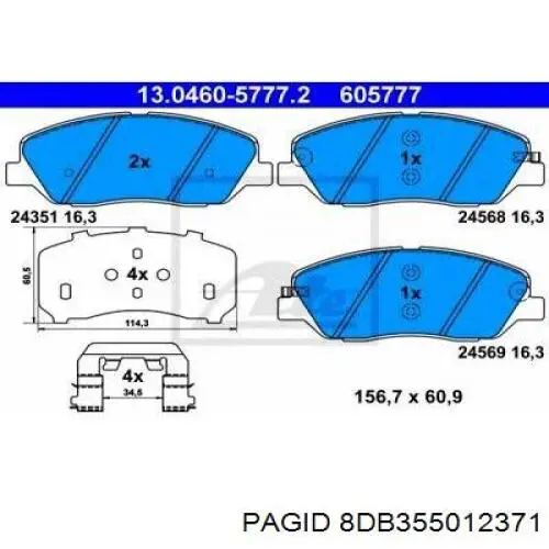 Гальмівні колодки HELLA-PAGID 8DB355012371 ціна, від 27.33 USD