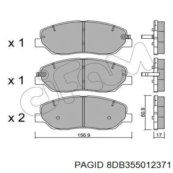 Купити 8DB355012371 HELLA-PAGID Колодки гальмівні передні, дискові