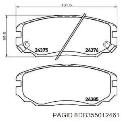 Колодки гальмівні передні, дискові 8DB355012461 HELLA-PAGID