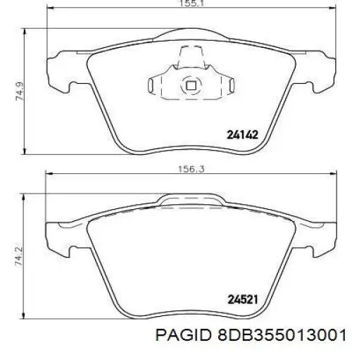 8DB355013001 HELLA-PAGID Передні гальмівні колодки