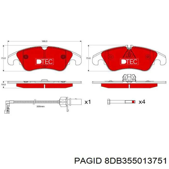 Передні тормозні колодки 8DB355013751 HELLA-PAGID