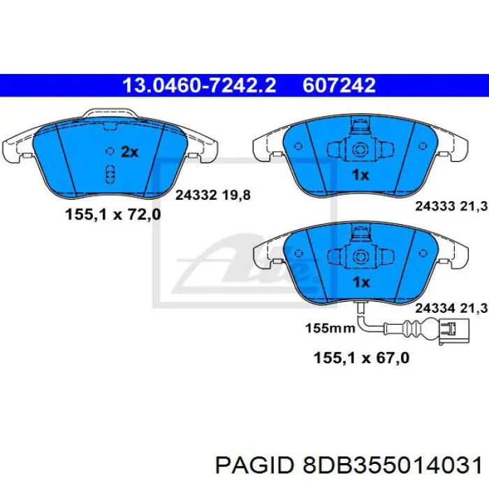 8DB355014031 HELLA-PAGID Передні гальмівні колодки