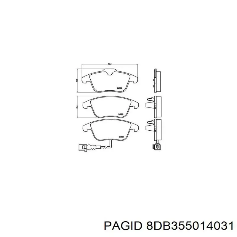 8DB355014031 HELLA-PAGID Передні гальмівні колодки