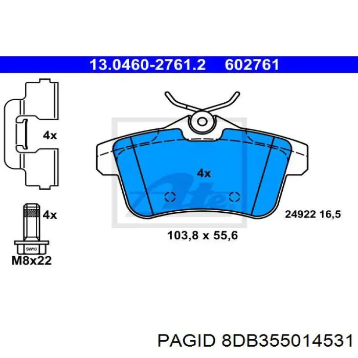 Задні гальмівні колодки HELLA-PAGID 8DB355014531 ціна, від 22.93 USD