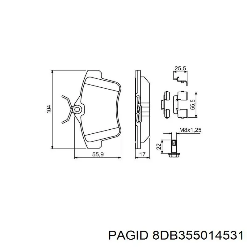 Задні дискові колодки HELLA-PAGID 8DB355014531