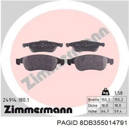 Тормозні колодки HELLA-PAGID 8DB355014791