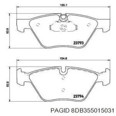 Колодки гальмівні передні, дискові 8DB355015031 HELLA-PAGID