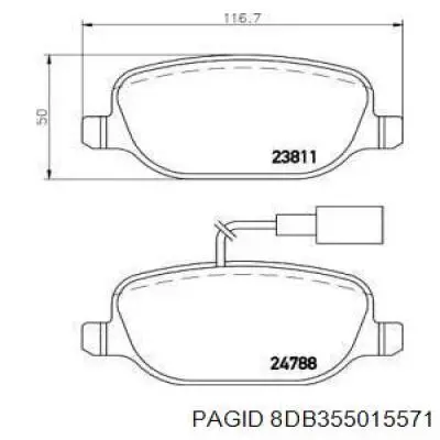 Колодки гальмові задні, дискові 8DB355015571 HELLA-PAGID