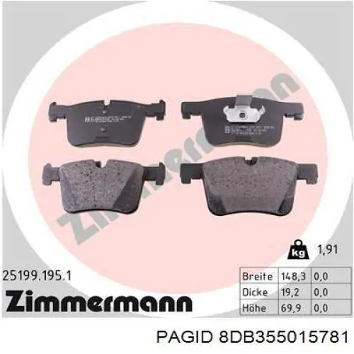 Тормозні колодки HELLA-PAGID 8DB355015781
