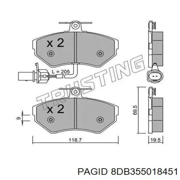Гальмівні колодки HELLA-PAGID 8DB355018451 ціна, від 23.91 USD