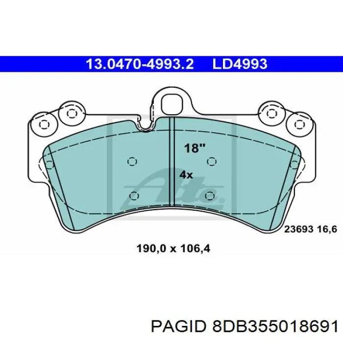 8DB355018691 HELLA-PAGID Передні гальмівні колодки