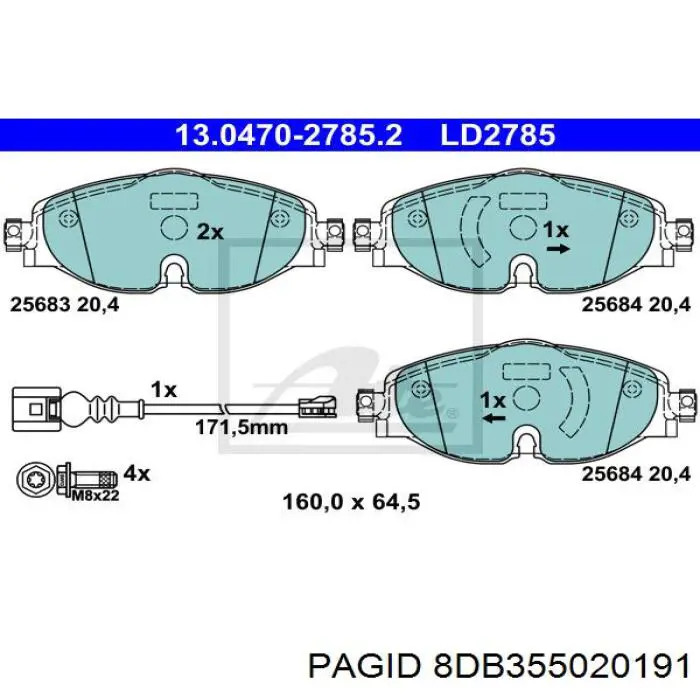 Гальмівні колодки HELLA-PAGID 8DB355020191 ціна, від 46.79 USD