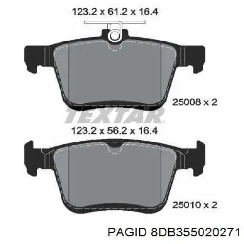Купити 8DB355020271 HELLA-PAGID Задні колодки