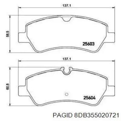 Задні гальмівні колодки 8DB355020721 HELLA-PAGID