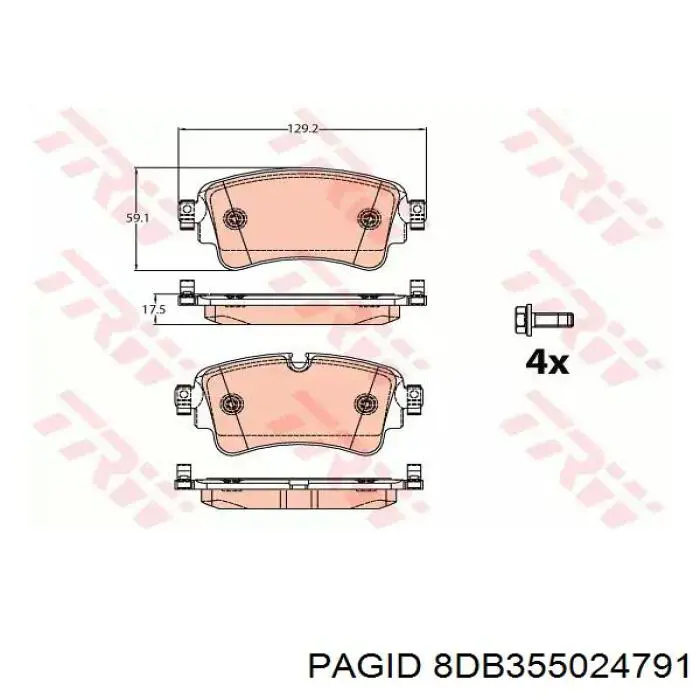Задні гальмівні колодки HELLA-PAGID 8DB355024791 ціна, від 68.55 USD
