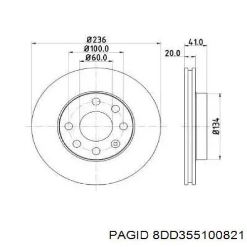8DD355100821 HELLA-PAGID диск гальмівний передній