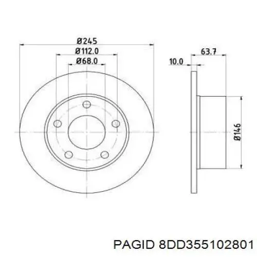 Гальмівні диски 8DD355102801 HELLA-PAGID