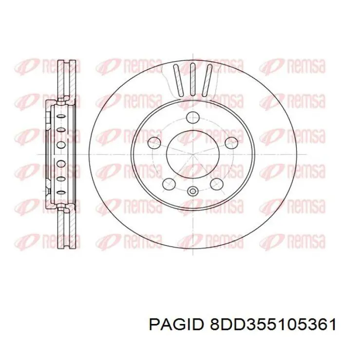 8DD355105361 HELLA-PAGID Гальмо дискове переднє