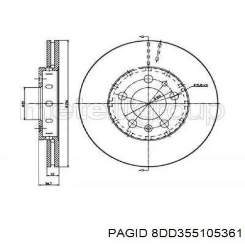 Гальмівні диски передні 8DD355105361 HELLA-PAGID
