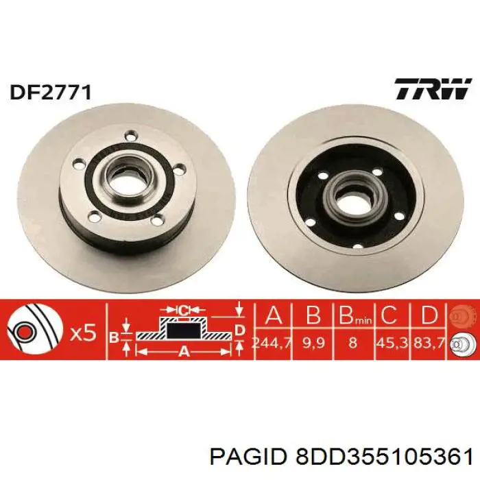 Диск переднього гальма HELLA-PAGID 8DD355105361 ціна, від 25.41 USD