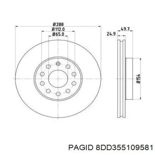 Купити 8DD355109581 HELLA-PAGID Ротор гальмівний