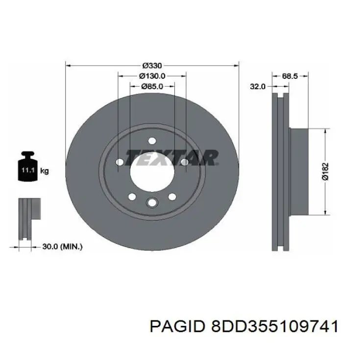 Диск гальмівний передній 8DD355109741 HELLA-PAGID