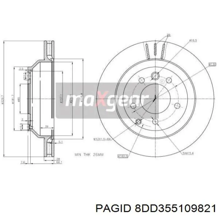 Задні дискові гальма HELLA-PAGID 8DD355109821 ціна, від 74.91 USD