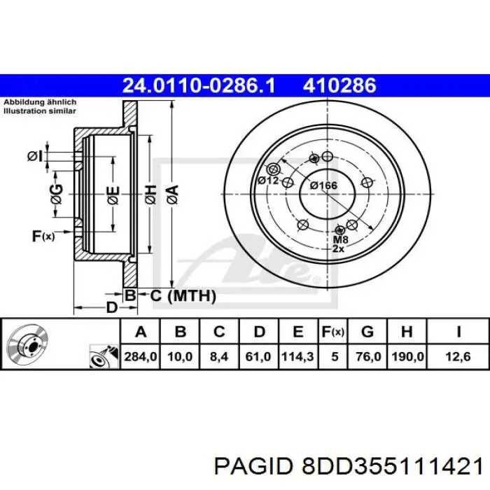 Гальмівні диски 8DD355111421 HELLA-PAGID