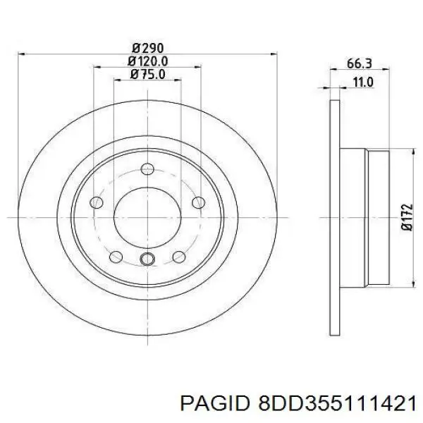 8DD355111421 HELLA-PAGID Дискові гальма