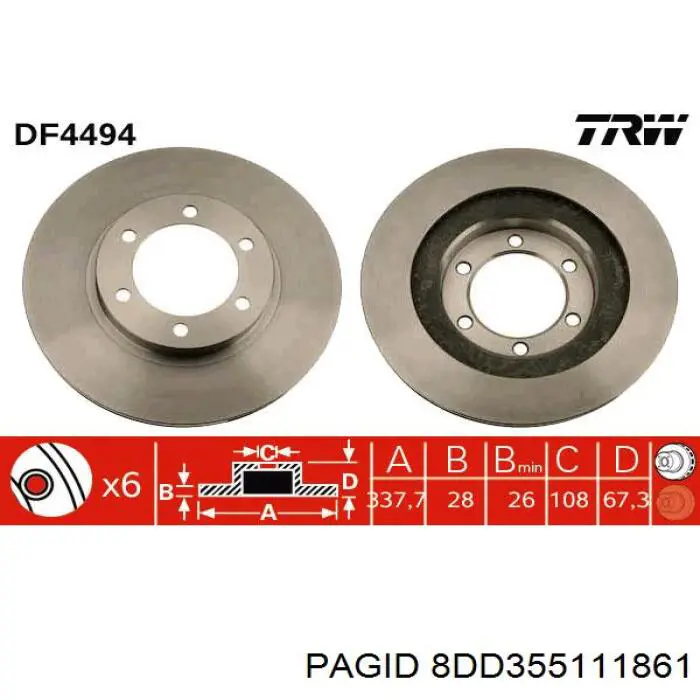 8DD355111861 HELLA-PAGID Гальмо дискове переднє