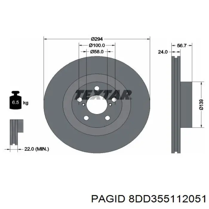 Гальмівні диски передні 8DD355112051 HELLA-PAGID