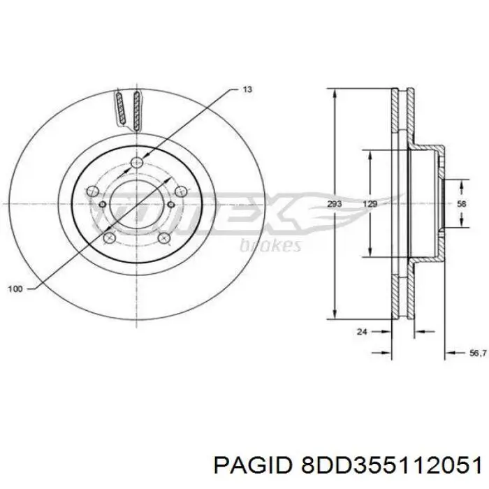 Диск гальмівний передній HELLA-PAGID 8DD355112051