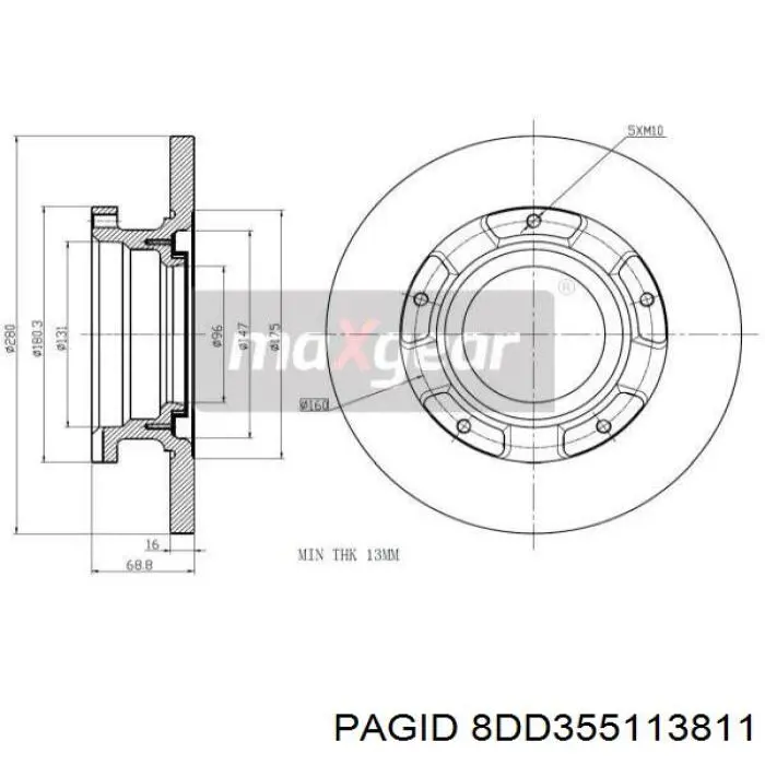 8DD355113811 HELLA-PAGID диск гальмівний задній