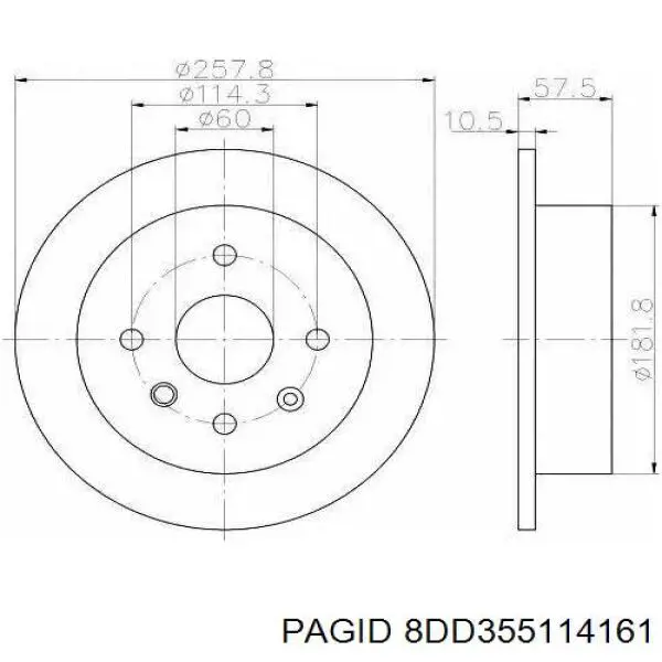 8DD355114161 HELLA-PAGID диск гальмівний задній