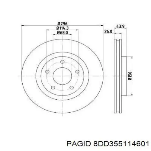 Диск переднього гальма HELLA-PAGID 8DD355114601 ціна, від 51.95 USD