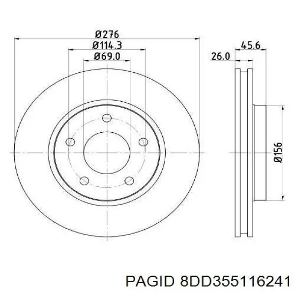 8DD355116241 HELLA-PAGID диск гальмівний передній