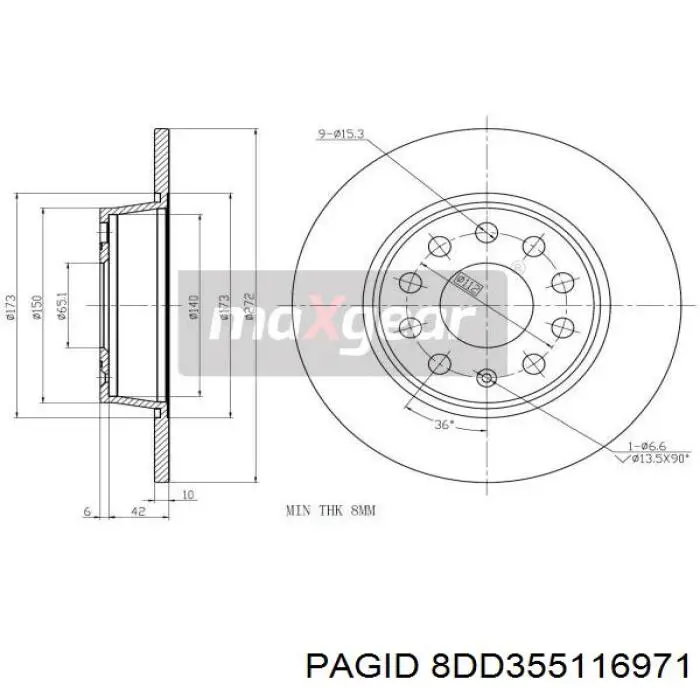 8DD355116971 HELLA-PAGID диск гальмівний задній