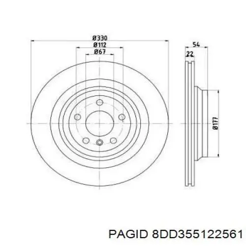 Гальмівні диски 8DD355122561 HELLA-PAGID