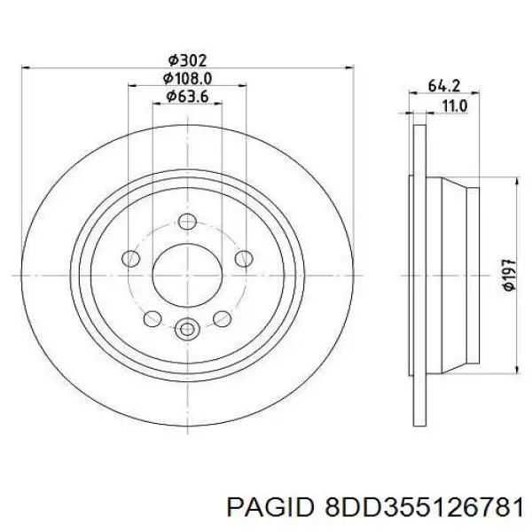 Задні дискові гальма HELLA-PAGID 8DD355126781 ціна, від 46.71 USD