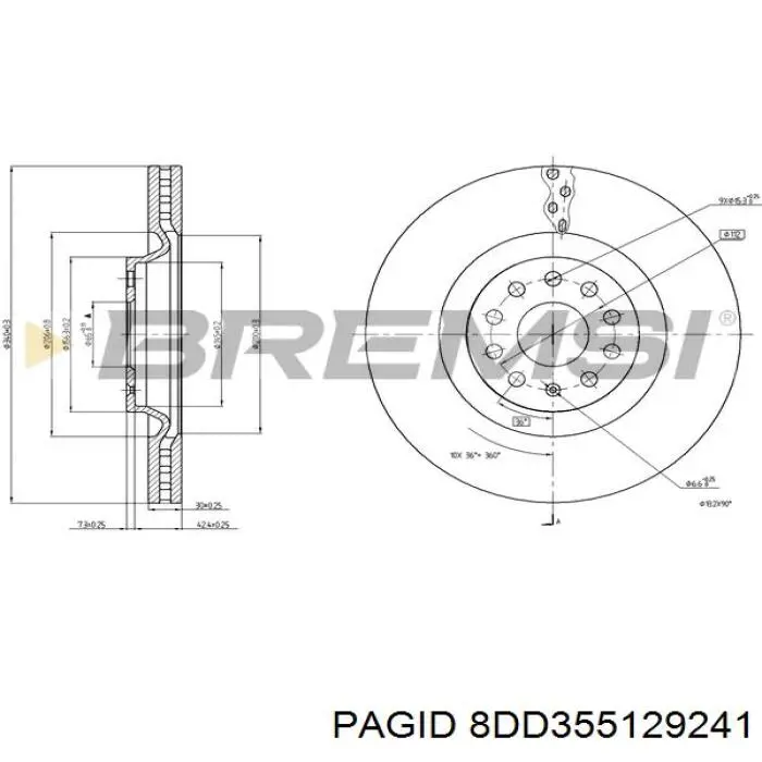 Гальмівні диски передні 8DD355129241 HELLA-PAGID