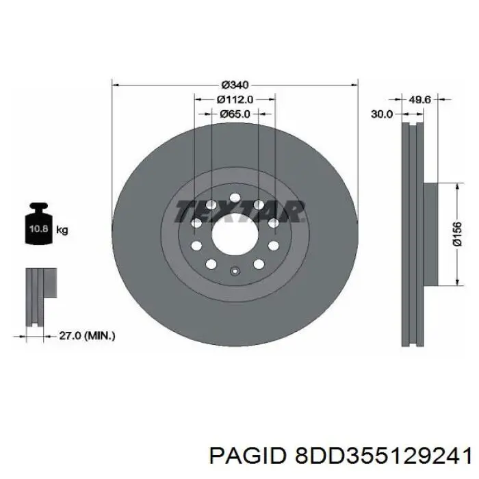 Диск переднього гальма HELLA-PAGID 8DD355129241 ціна, від 88.15 USD