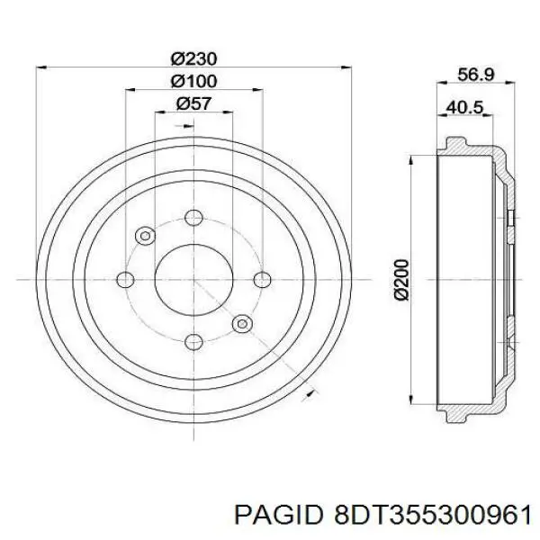 Барабан гальмівний задній 8DT355300961 HELLA-PAGID