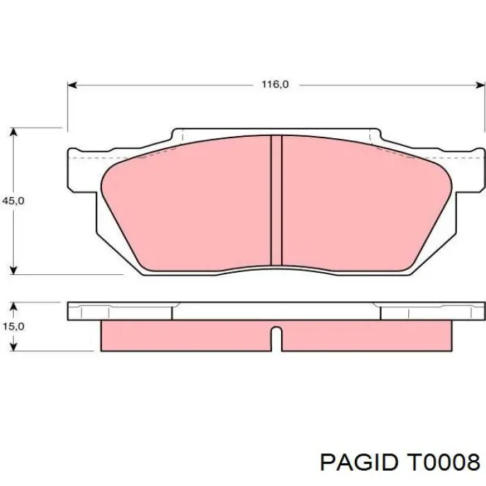 Колодки гальмівні передні, дискові T0008 HELLA-PAGID